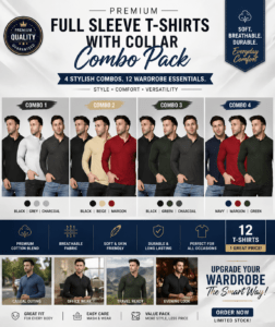 Full Sleeve T Shirts with Collar Combo